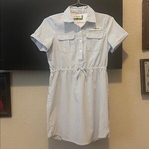 Magellan Outdoors Girls Blue Striped Shirt Dress Size XL